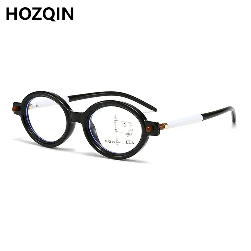 New Fashion Retro Women Oval Anti Blue Light Progressive Multifocals Myopia Glasses Men Nearsighted Spectacles Look Near Far