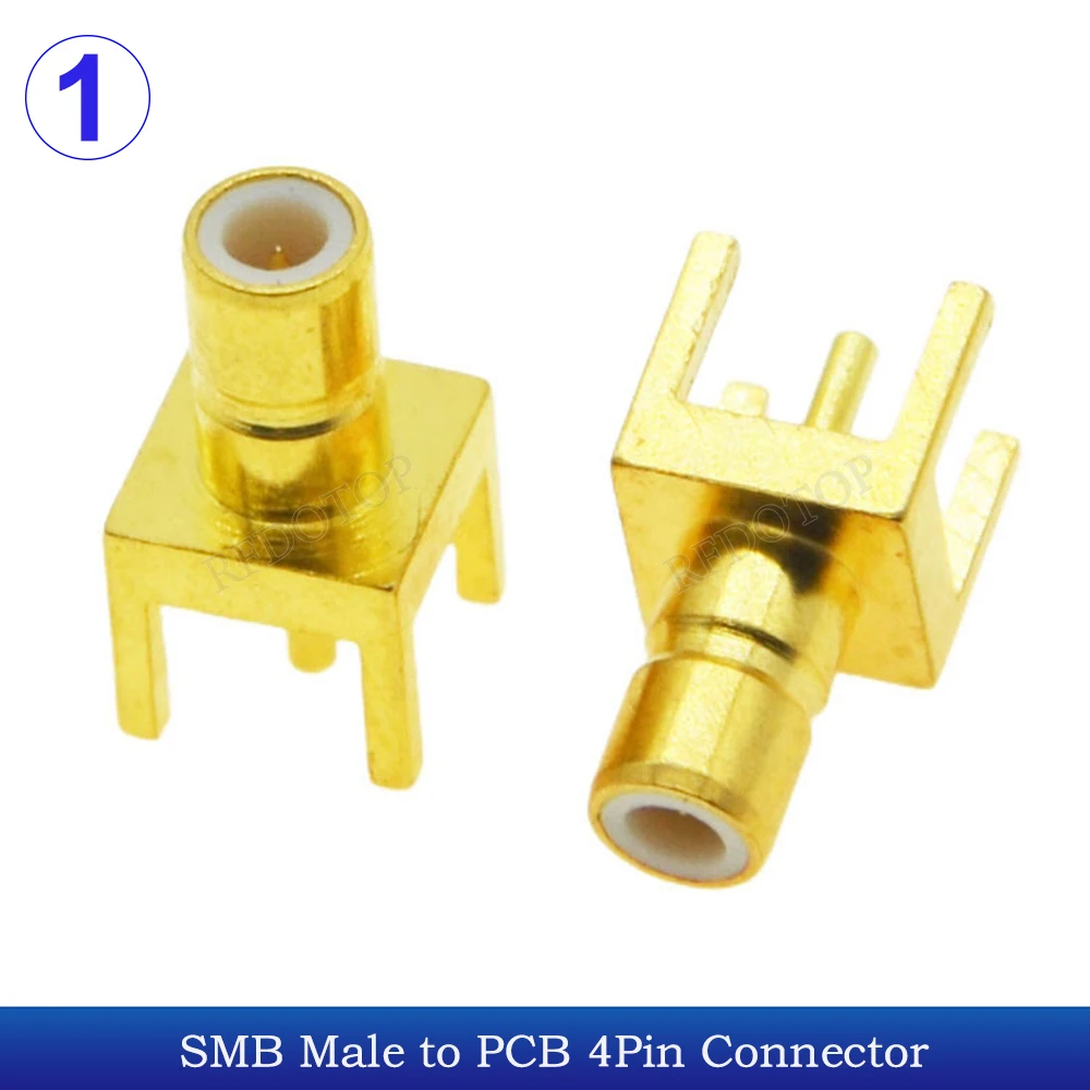 10 stks/partij SMB PCB Mount Connector SMB Mannelijke/Vrouwelijke RF Coaxiale Adapter SMB Vrouwelijke Jack Haakse Soldeer PCB Panel 4 Pins 50Ohm