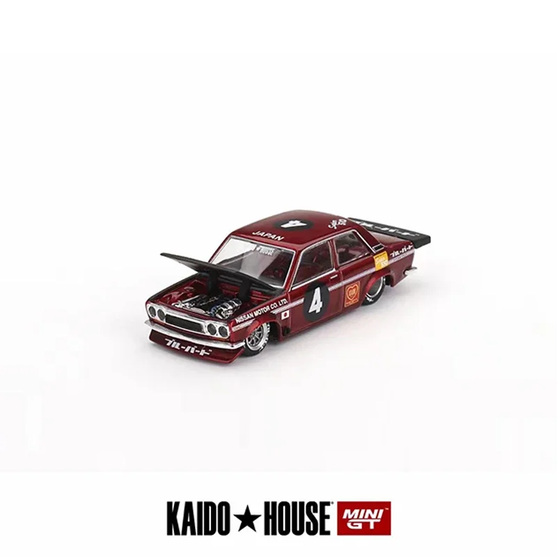 MINIGT+KAIDO 1:64 Model Car Datsun 510 Pro Street Open Hood Alloy Die-Cast Vehicle #KHMG087