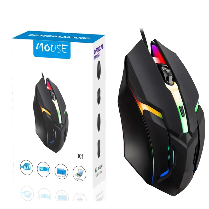 Esports Gaming Mouse, Wired, Cool Light, USB Computer Interface, Business Office, Black And White, Multiple Types To Choose From