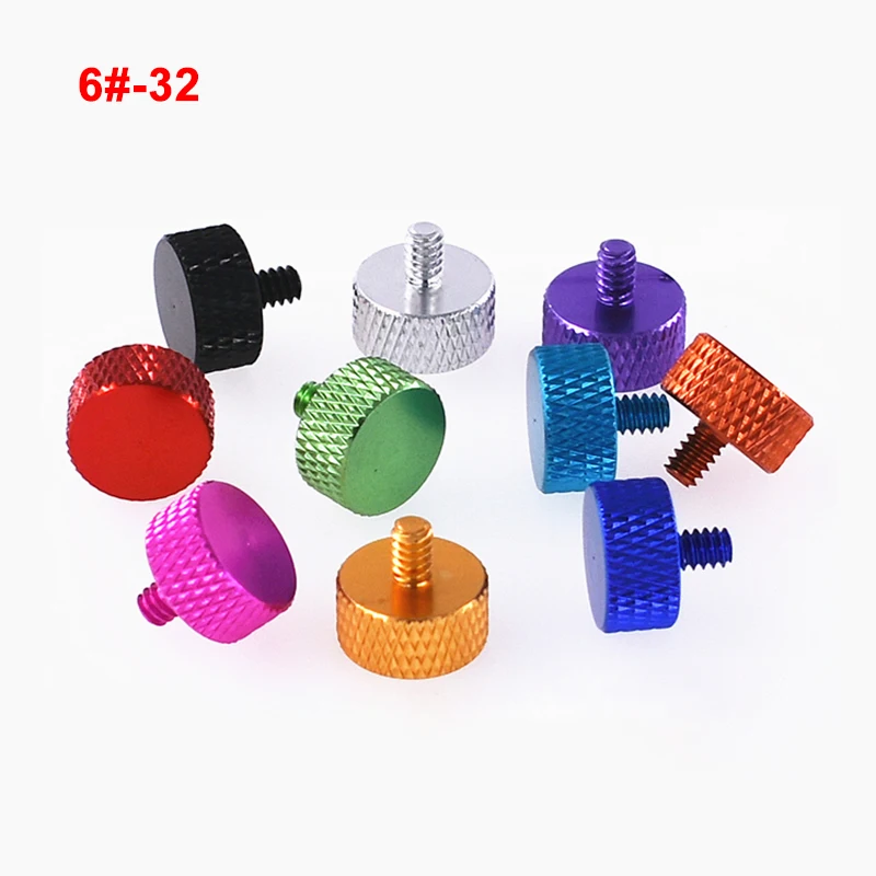 3PCS 6#-32 UNC Coarse Thread Aluminum Alloy Knurled Thumb Hand Screws Computer Case Screw Multiple Color