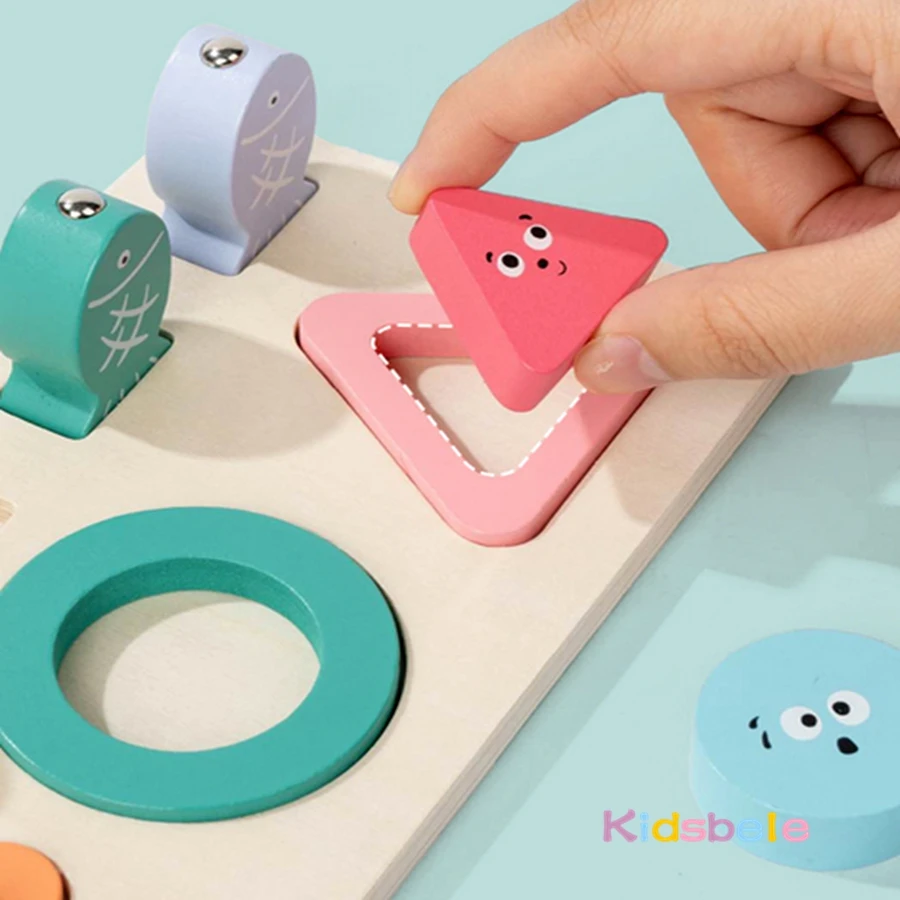 Montessori Holz Farbe Form Kognitive Klassifizierung Passende Spiel Hands-on Feinmotorik Spiel Angeln Spielzeug Für Kleinkind Jungen