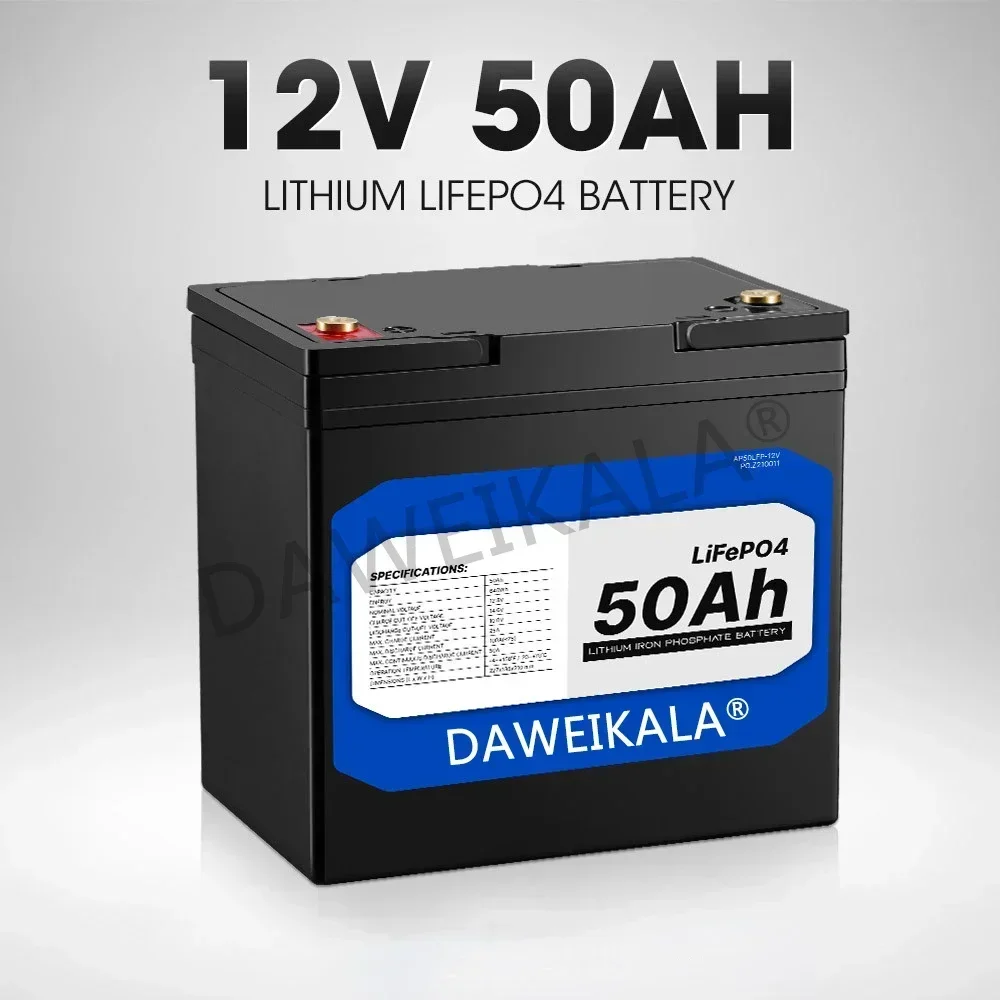 12V LiFePo4 Battery 12V 50Ah Lithium Iron Phosphate 12V 24V LiFePo4 Rechargeable Batteries for Kid Scooters Boat Motor No Tax