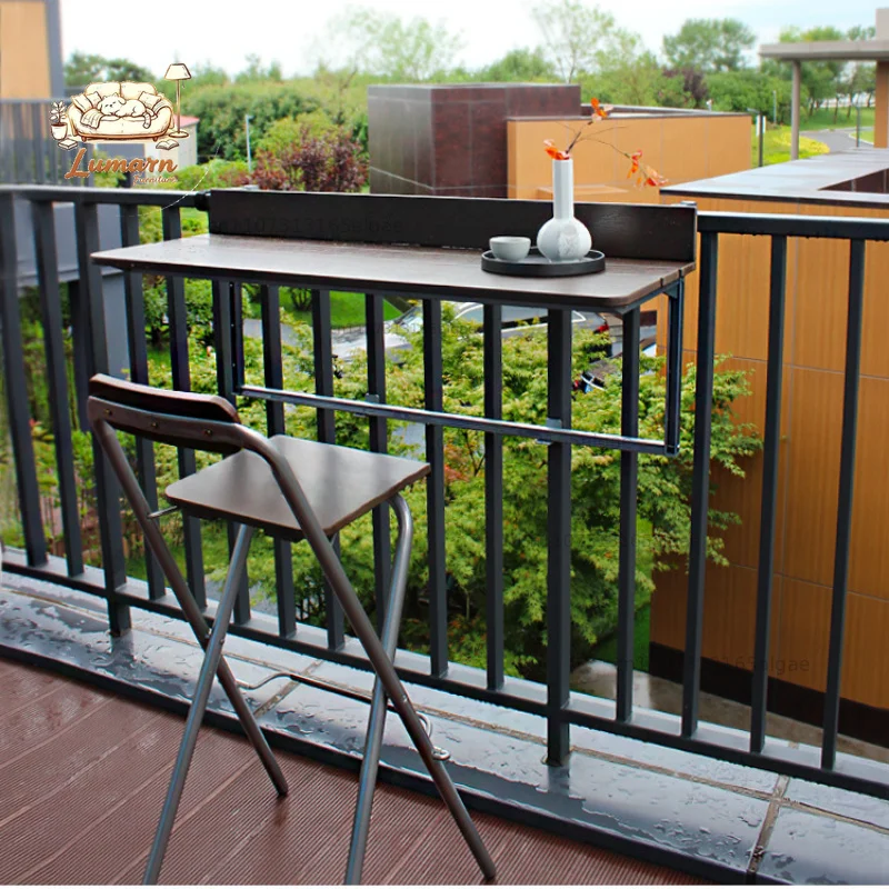 Aluminum Balcony Hanging Table Foldable Suspended Computer Desk  Spacious Home Bar Counter  Reinforced Adjustable Lift Desk