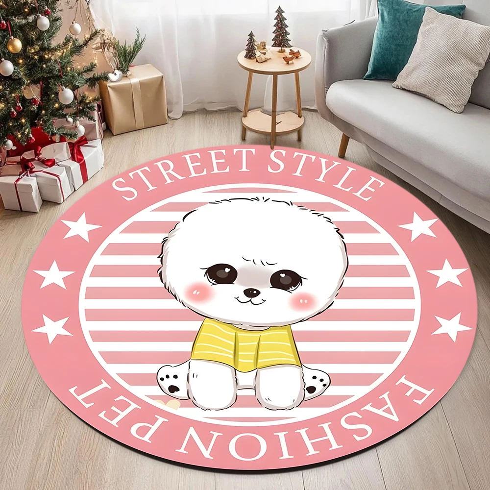tapete-redondo-para-caes-de-estimacao-com-estampa-de-estrelas-e-listras-estilo-urbano-rosa-macio-e-facil-de-limpar-ideal-para-quarto-infantil-e-Area-de-brincadeiras