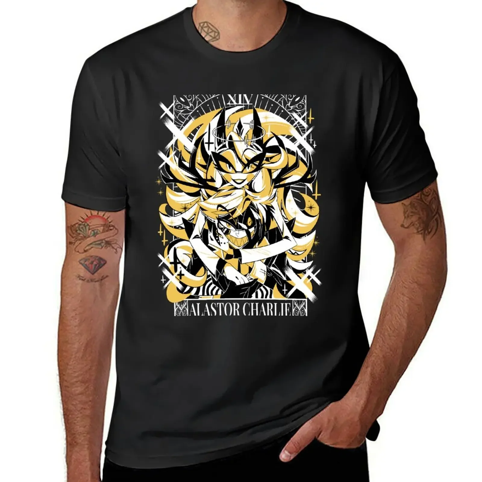 Camiseta de dibujos animados de Charlie + Alastor 2023 para hombre, ropa vintage de Tarot inspirado en Halloween, Fanmerch