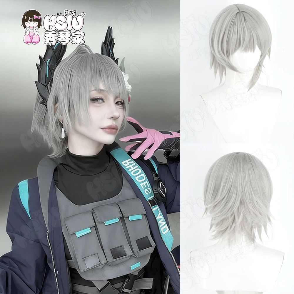 

Raidian cosplay wig Fiber synthetic wig「HSIU」40cm Silver gray short Wig+Wig cap GAME Arknights Raidian Cosplay