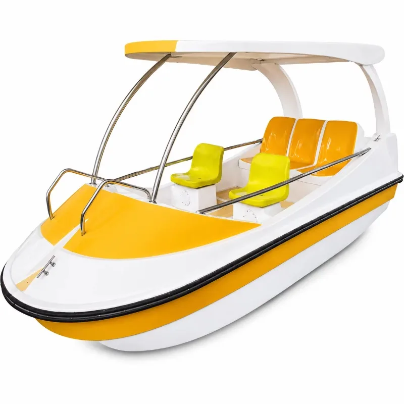 Electric pedal boat combination fiberglass recreational water boat with awning