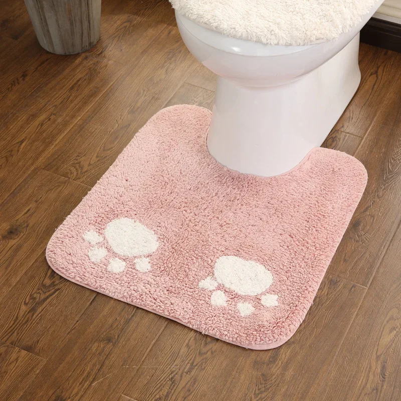 Super Soft Absorbent Bathroom Mat Sets for Home Hotel Office Cute Cat Paw Custom Tufted Rug