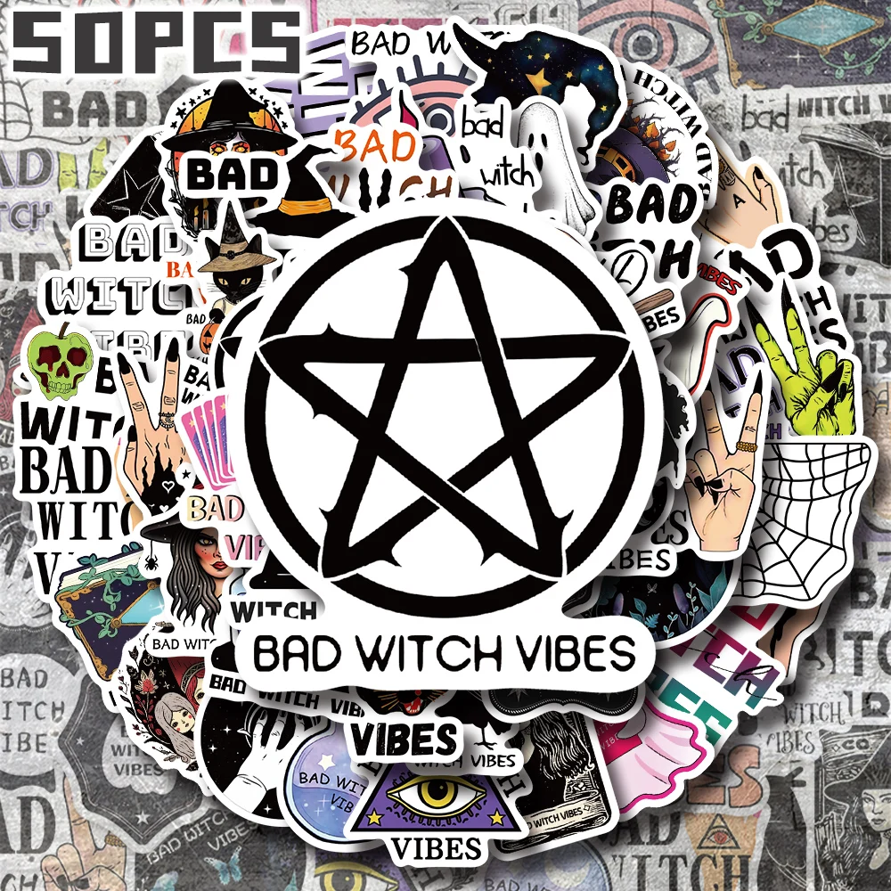 

50pcs BAD witch vibes themed stickers for Valentines day gift holiday party decor Back to school Class reward Birthday gift