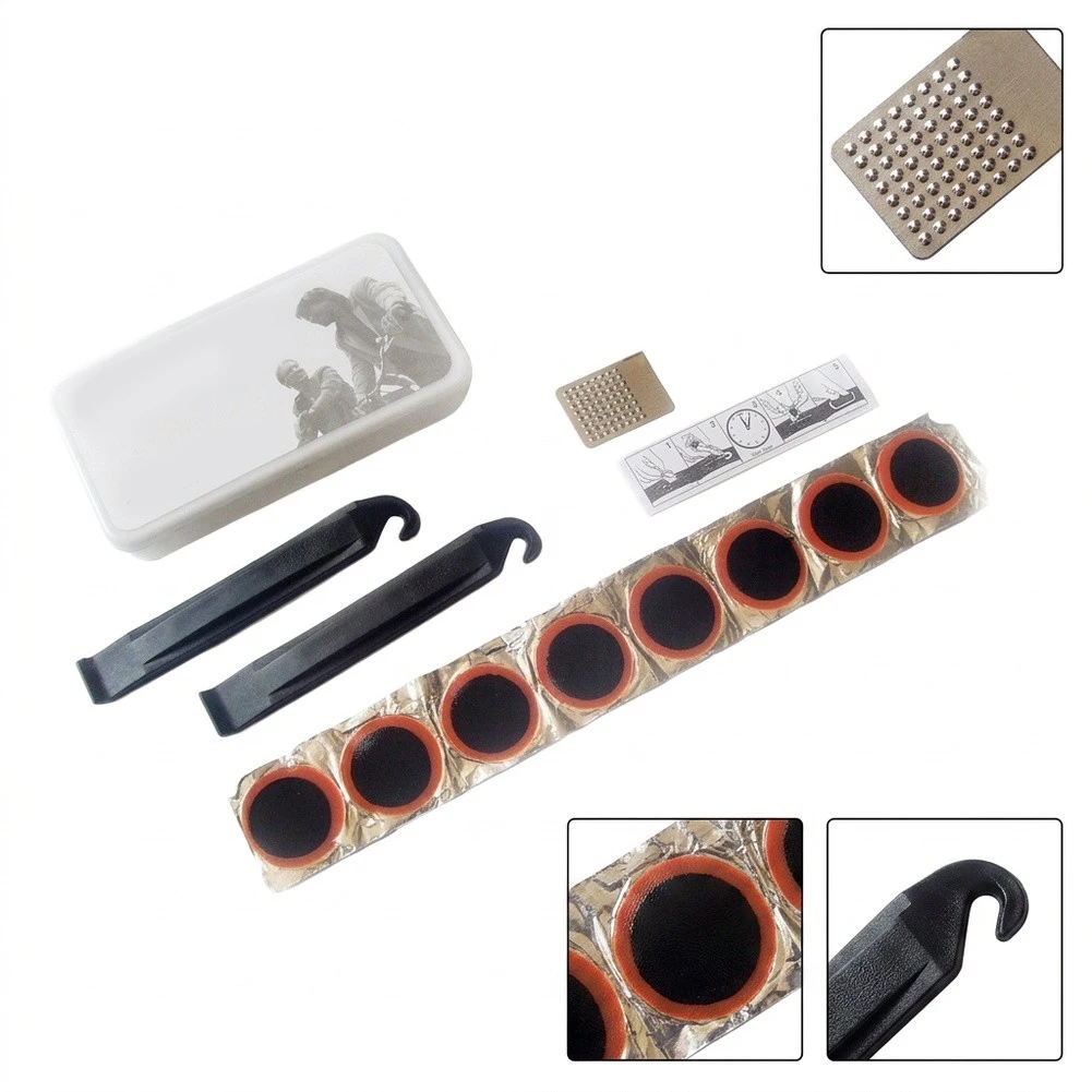 Bike Tire Repair Kit for On-the-Ride Repairs with 2 Tire Levers 1 Metal File 8 Patches for For mountain Road For Gravel view 6