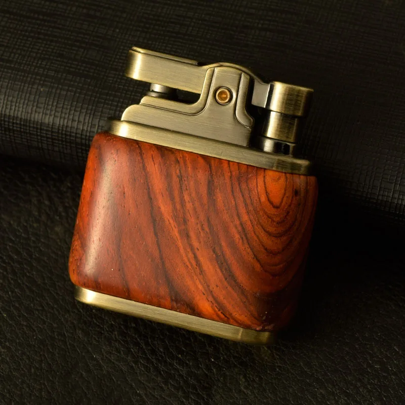 Zorro Pure Copper Kerosene Lighter. Handmade Wood Shell Press Ignition Old Nostalgic Sandalwood Ebony Lighter Men\'s Smoking Gift