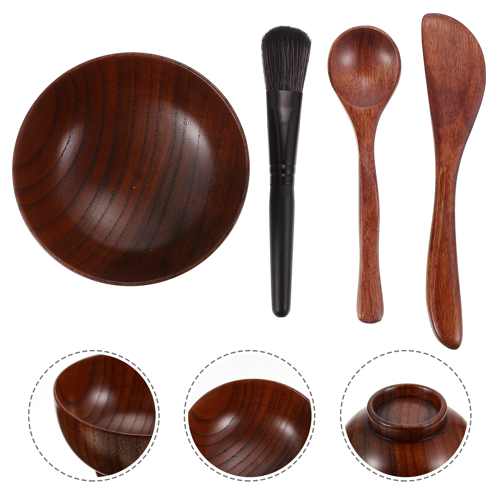4 ชิ้นชุดชามหน้ากากแปรง Applicator ไม้พายใบหน้า DIY ผสมเครื่องมือกวนเครื่องมือ