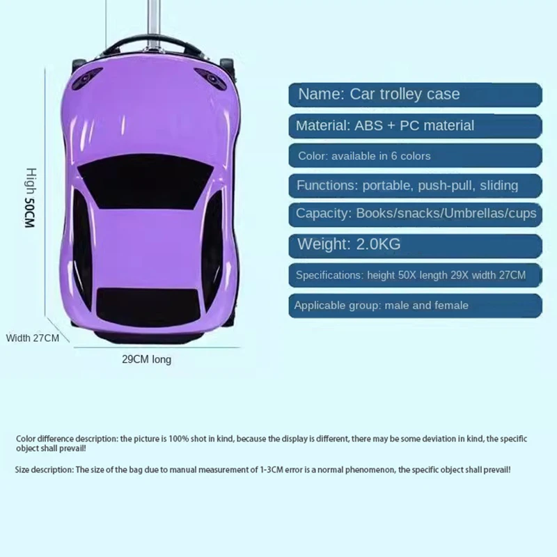 La valigia per auto in cartone animato 3D da 18 pollici può sedersi e cavalcare sulla valigia da viaggio per Trolley per bambini