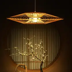 Lustre De Teto De Bambu, Luminárias De Arte, Cozinha, Quarto, Sala De Jantar, Decorativa, E27, 40cm, ZK50