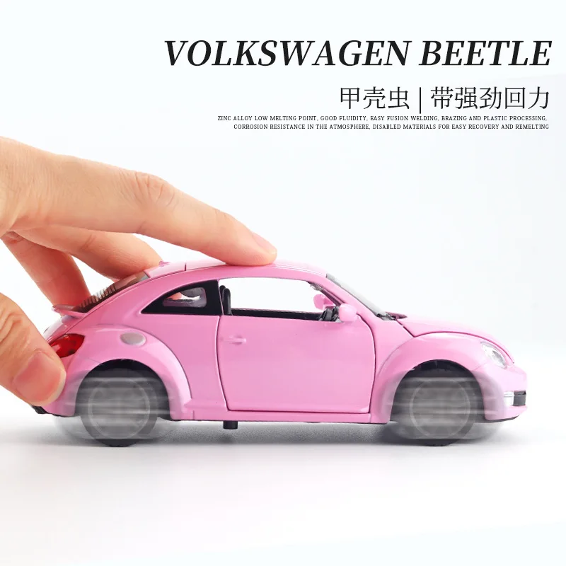 1:32 Volkswagen Beetle Car Metal Car Metal Alloy Car Model Diecast Toy Model Light and Sound Four-door Car Toy E25