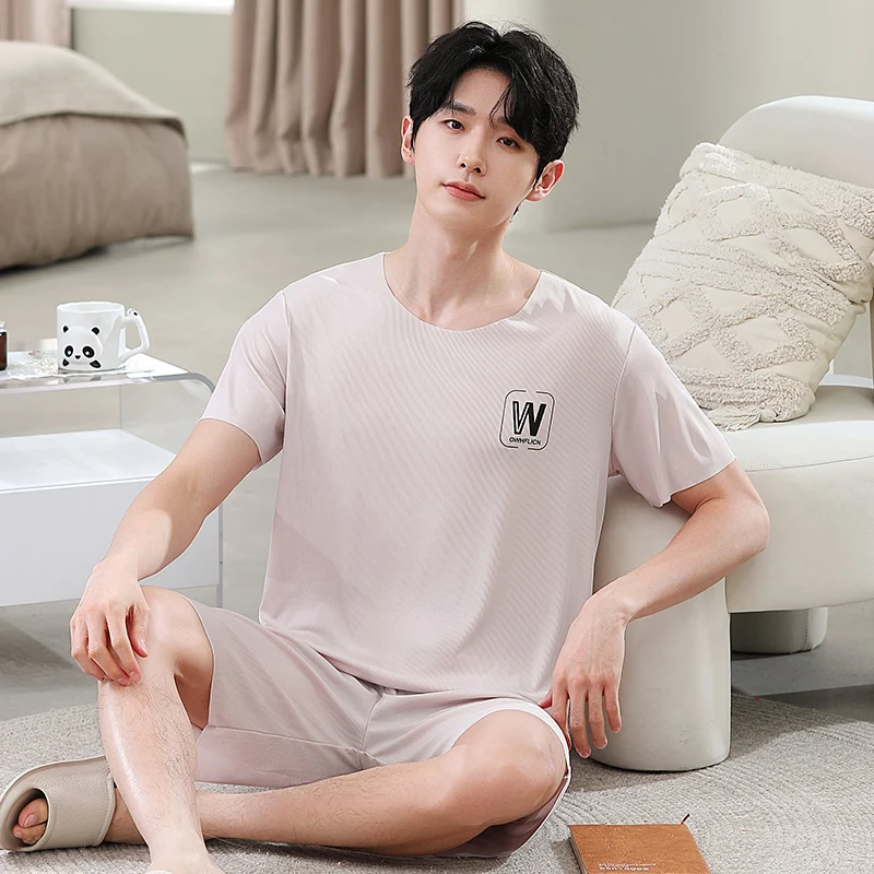 Ice silk short sleeve suit-y1805khaki