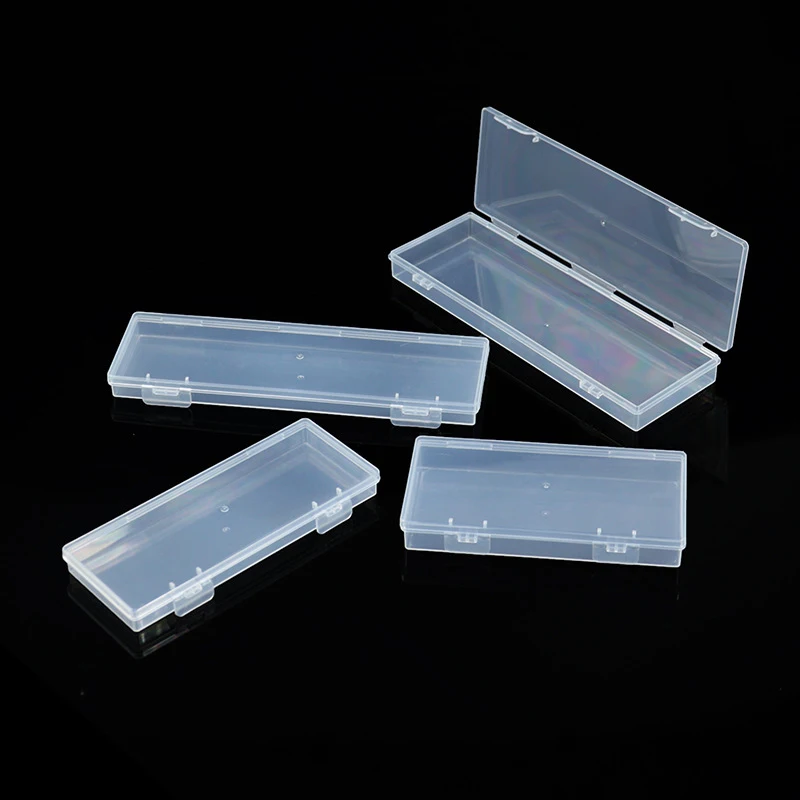 Nail Art Storage Box Nail Parts Organizer Clear Cuboid Plastic Container Packaging Case For Nail Brush File Manicure Tools