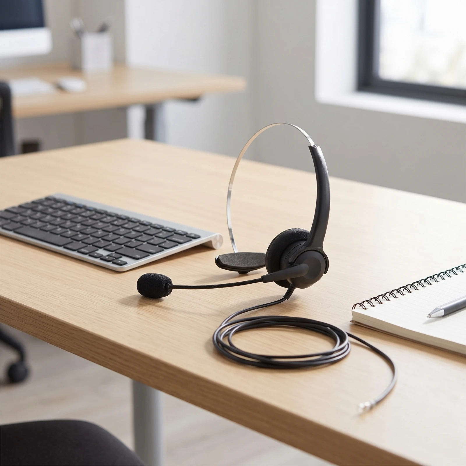 Headset with Adjustable Extendable Audio Pickup over-the-Head Single Ear Headset Wired Hands-Unrestricted for Operators
