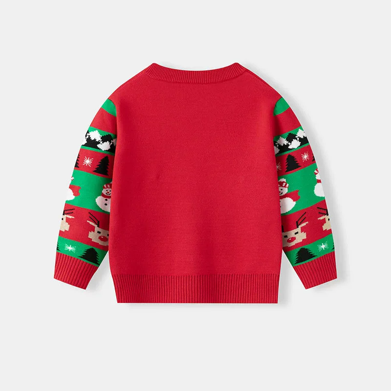 Christmas Kids Warm Sweater 2026 New Children Winter Cartoon Jumper Boys Girls Autumn Pullover Knit Clothing 3-7 Years Old
