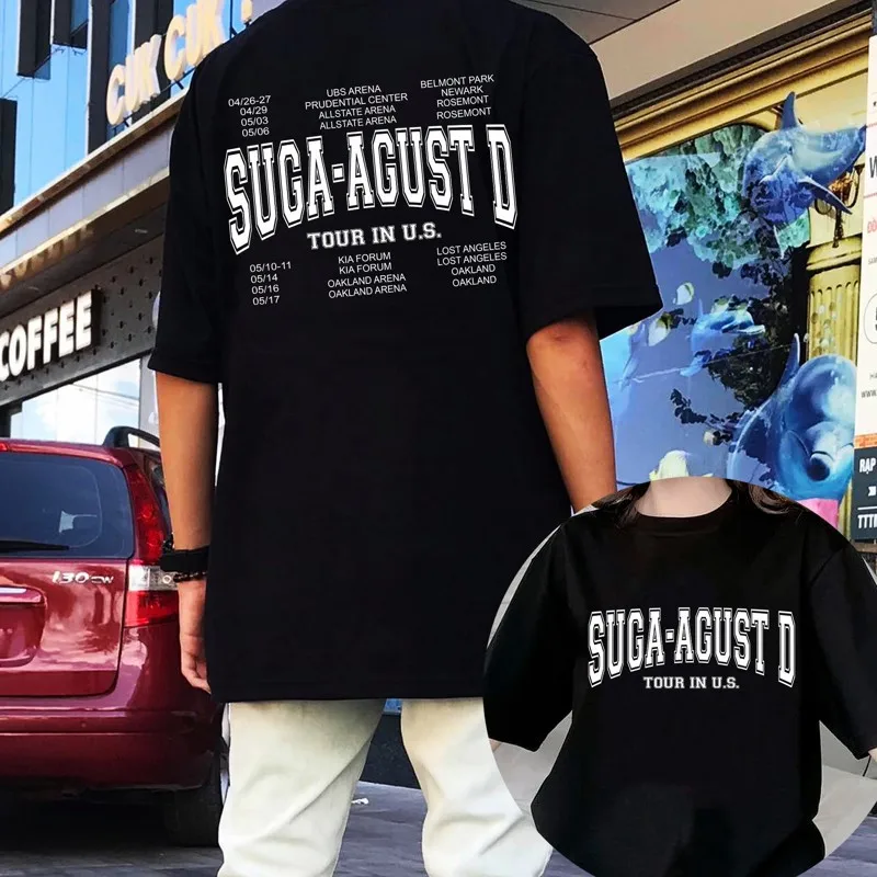 Bts Suga Agust Summer Dress Silhouette Xu Dance T-Shirt Concert Bangtan Cotton Fashion Trend Short Sleeve High Quality Top