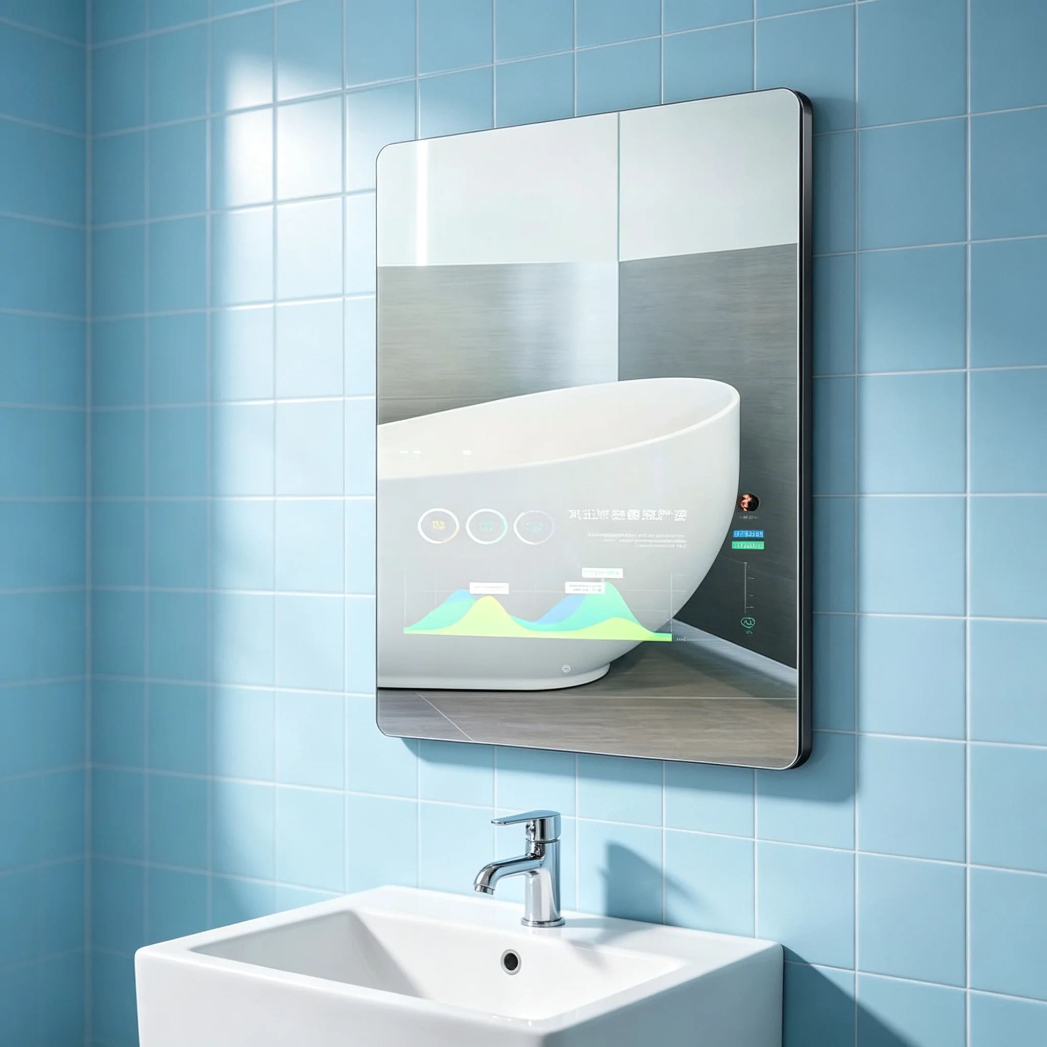 Smart Defog Waterproof Wall Mirror With Touch & Dimmable Light Modern Design IP65 Rated Glass Aluminum Alloy Frame For Home Use