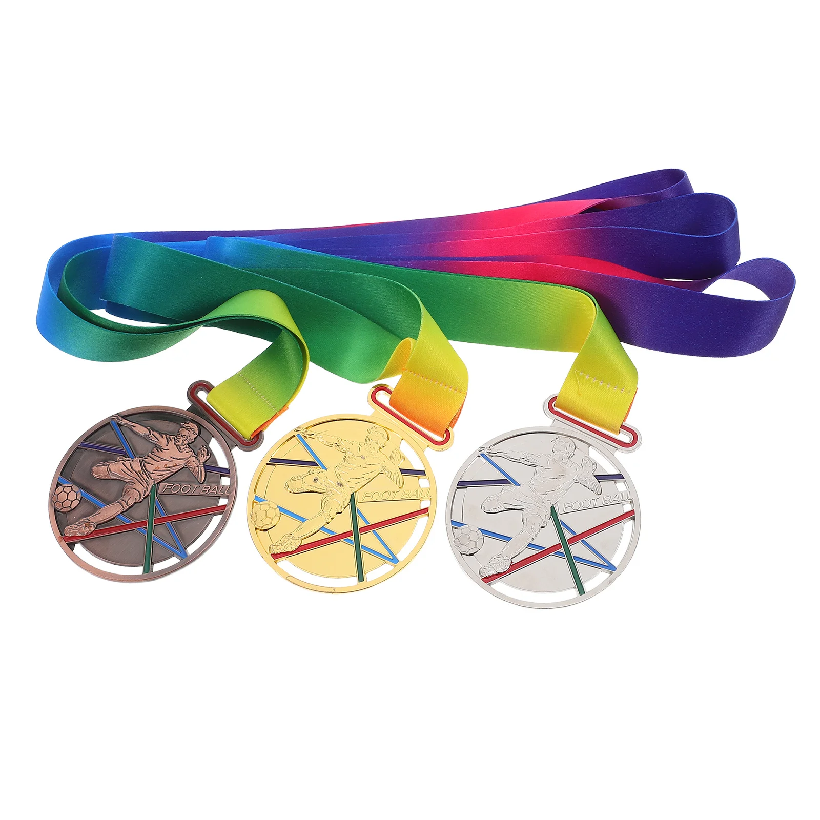 

3 шт. футбольные медали золото серебро бронза металл футбольный трофей награды для подростков футбольные соревнования спортивный трофей футбол