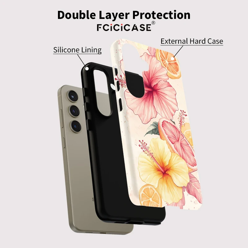 Etui na telefon Fcicicase do Samsung Galaxy A36 A26 A 26 A16 A56 5G Silikonowe kwiatowe pomarańczowe dwuwarstwowe odporne na wstrząsy matowe etui