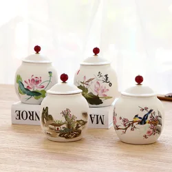 Ceramic Tea Canister European Style White Porcelain Flower Vase Moisture-proof Sealed Jar Household Storage Box Container Crafts