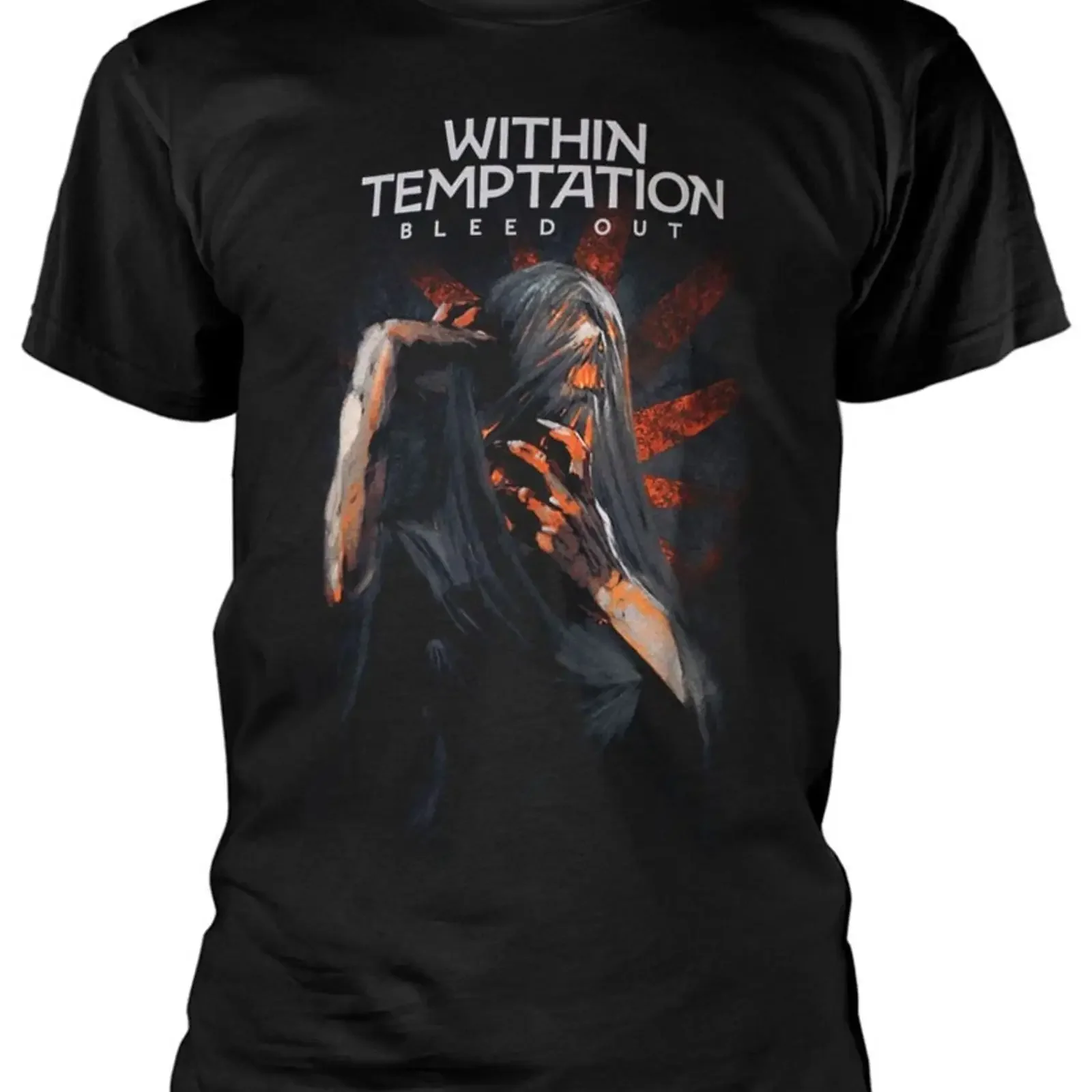 Within Temptation 'Bleed Out Album Back Print ' Black T Shirt vintage Washed Unisex streetwear fashion Casual graphic homme