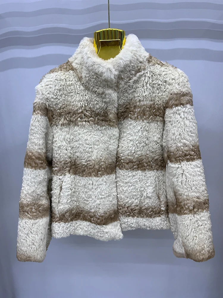 2026 New Fashion Women Winter Natural Fur Coat Jacket Whole Real Rabbit Leather Women Short Clothing Female Outerwear