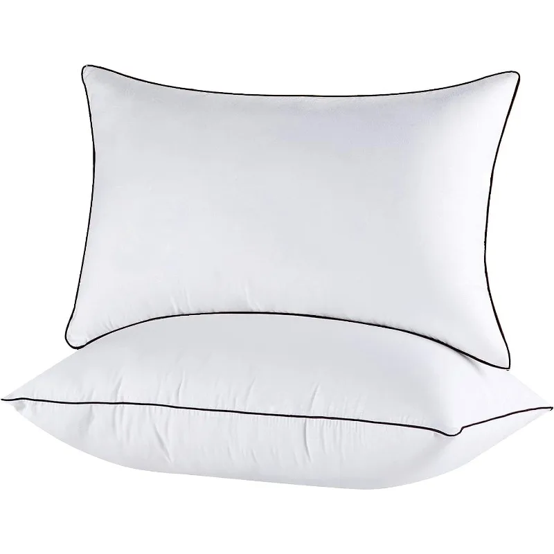 Hungarian Goose Down Pillow Queen Size Set of 2, Ultimate Comfort 750+ Fill Power, 480 Thread Count 100% Cotton Shell