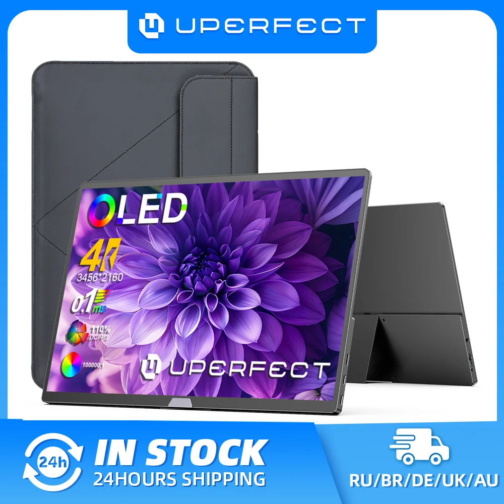 UPERFECT 15.6 4K OLED Portable Gaming Monitor 16:10 500Nits 0.1MS Laptop Display Ultra-Slim Aluminum Design Built-in Kickstand