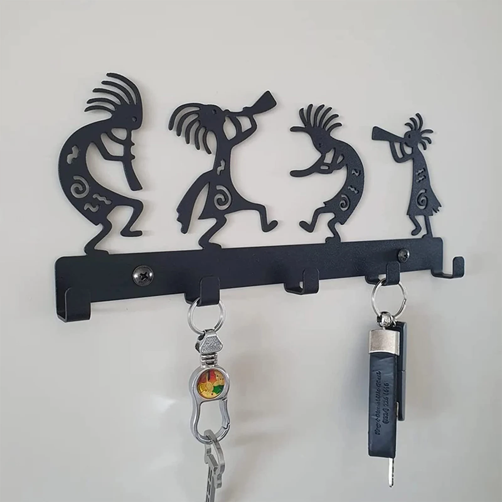 Key Holder for Wall Mount Cat Sweet Home Decorative 5 Hook Rack Metal Hanger Front Door Kitchen Bathroom Clothes Hat Organizer