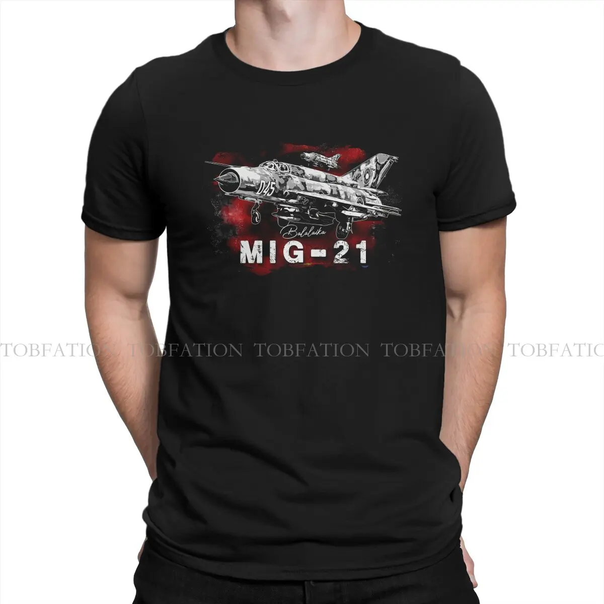 MIG-21 URSS Soviet Union Fighter Jet TShirt For Male Russian USSR CCCP Clothing Fashion T Shirt Soft Print Loose Creative Gift