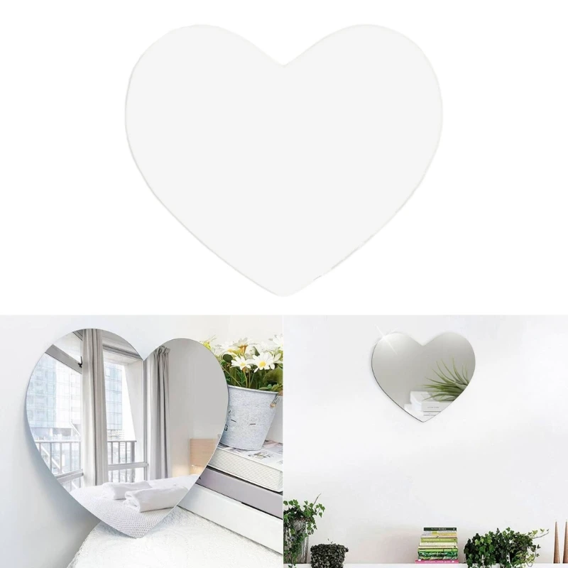 3D Heart Mirror Wall Stickers Self Adhesive Mirror Wall Decors Removable Mirror Decors DIY Wall Stickers for Bedroom