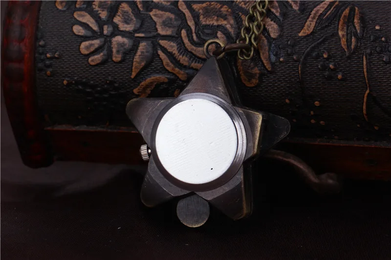 Vintage Small Dial Quartz Pocket Watch for Men Women Lucky Diamond Star Fob Chain Pendant Necklace Clock for Collection Gift