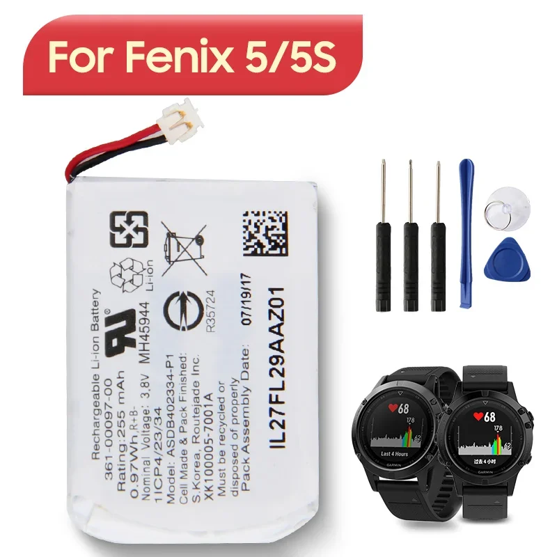 Original Replacement Watch Battery 361-00097-00 361-00096-00 361-00098-00 For Garmin Fenix 5 6 Fenix 5S Fenix 5X Watch Battery