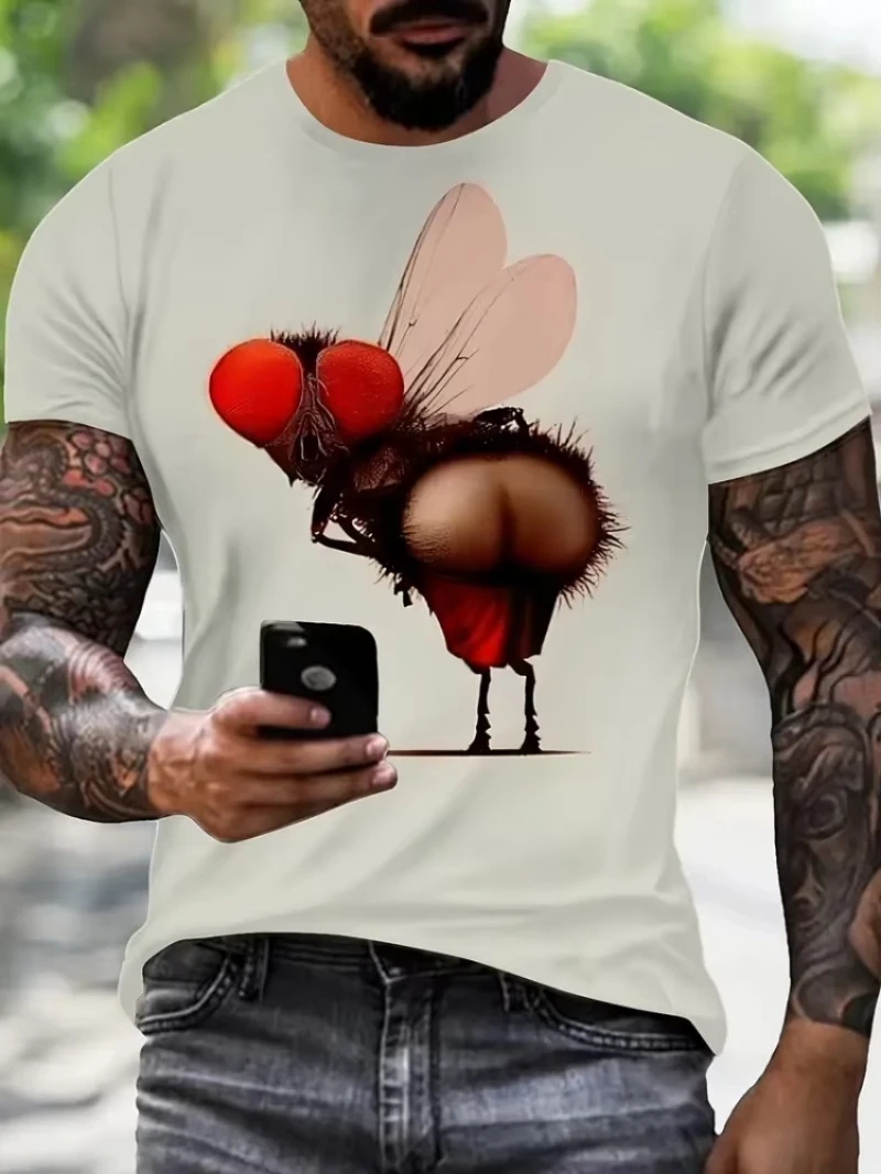 Men T-Shirt Funny Animal 3D Printing Tops Round Neck Short Sleeve Tees Shirts Casual Loose Gym Tshirt Y2k Men's Clothes Hot Sale