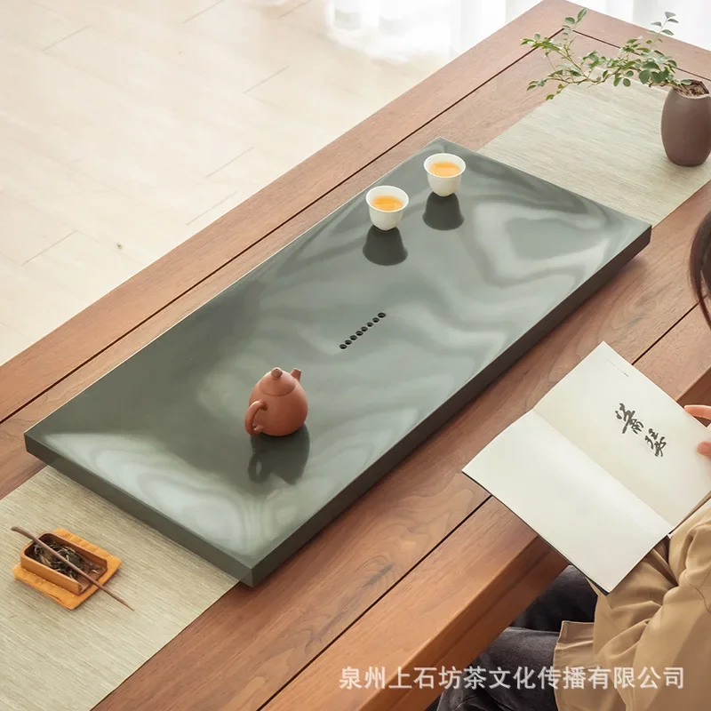 Natural Tianluo Green Stone Tea Tray Simple Luxurious Modern Turquoise Stone Tea Table With Drainage Pipe Home Gift