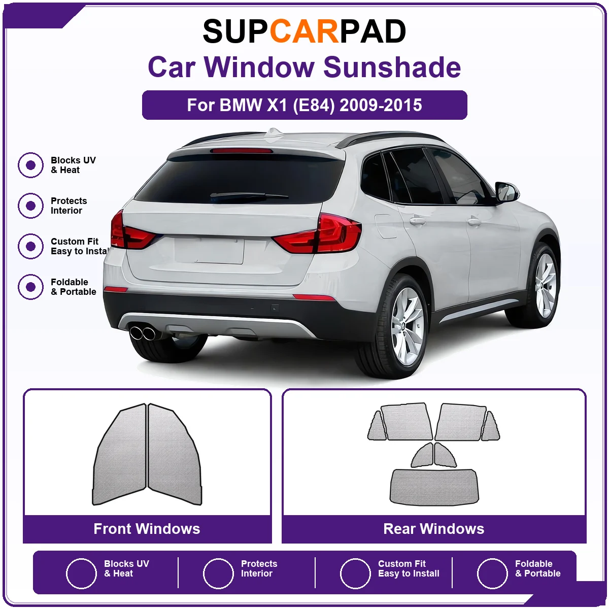 For BMW X1 (E84) 2009-2015 Pre‑Cut Auto Window Sunshade Anti‑UV Car Sun Visor Protector