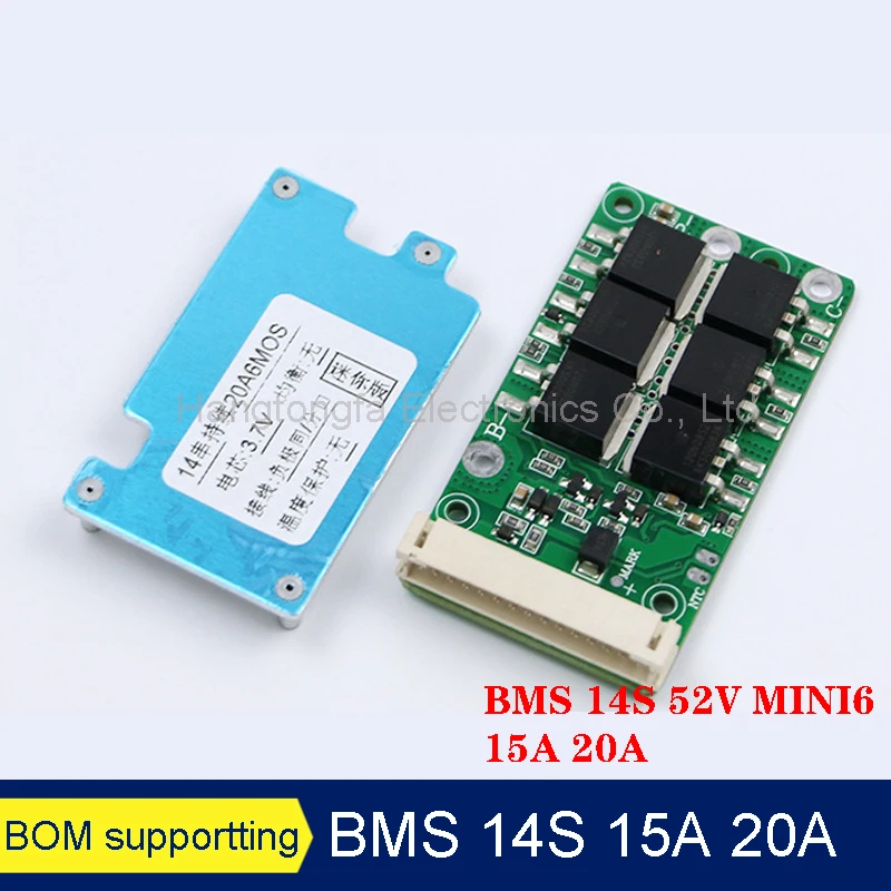 BMS 14S 15A 20A 52V MINI6 MOS Ternary Iron Lithium Battery Charge Protection Board With Balance Temperature Controlpower