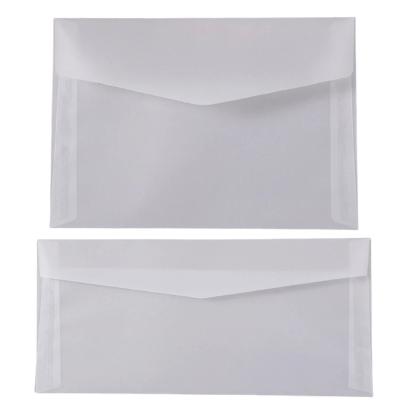 50PCS Translucent Envelopes for Wedding Invitation Thank You Letter, 125x176mm, 220x105mm Letter Envelopes Stationary H8WD