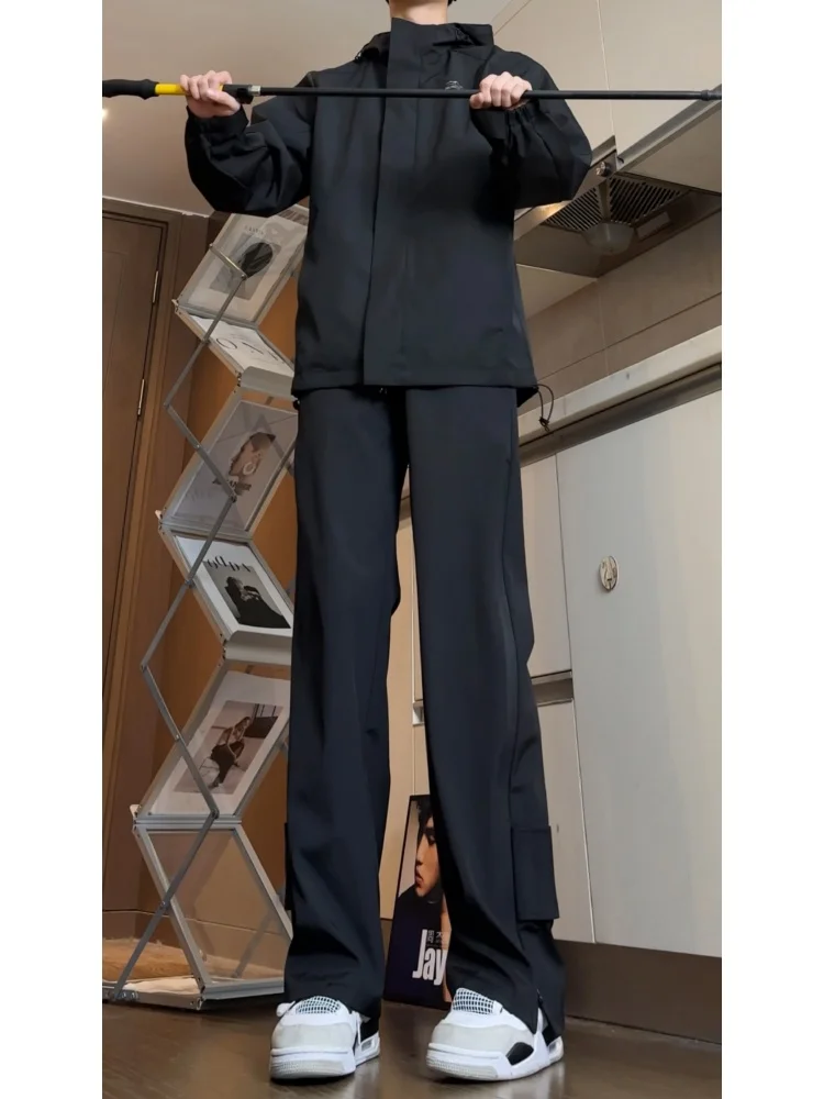 

Men's Windproof Waterproof Cargo Pants Spring Autumn Zipper Design Straight Leg Wide Leg American Sle Functional Workwear