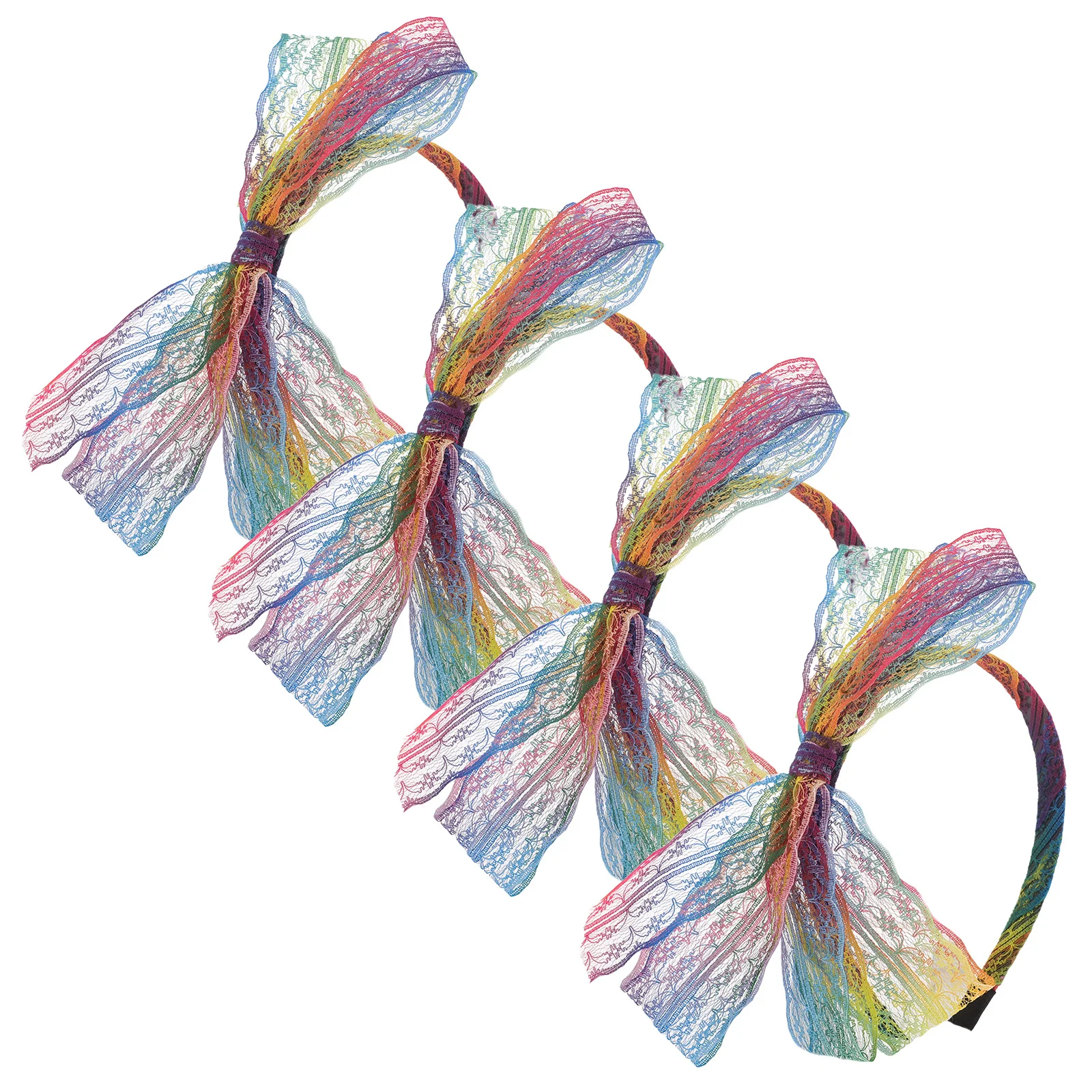 

4Pcs Retro 80s Lace Headbands for Women Bowknot Hair Hoops Vintage Hair Accessories Party Hairbands Giant Bow Headband