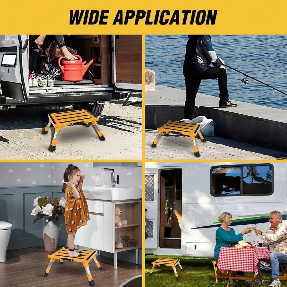 

RV Step Stool Portable Folding Aluminum Platform Steps With Handle HeavyDuty Folding Travel Chair Suitable For Adults AntiSlip