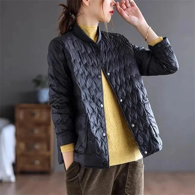 Korean Fashion Autumn Winter Women's Short Jacket 2024 New Female Parkas Lightweight Down Cotton Warm Outwear Overcoat Ladies