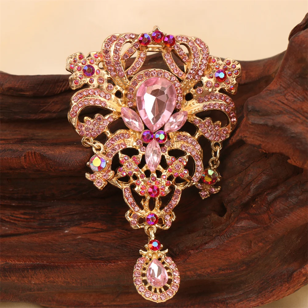 Baroque Luxury Beauty Openwork Tassel Flower Design Brooch for Men and Women, Jewelry Accessories, Wedding Holiday Party CoupleG
