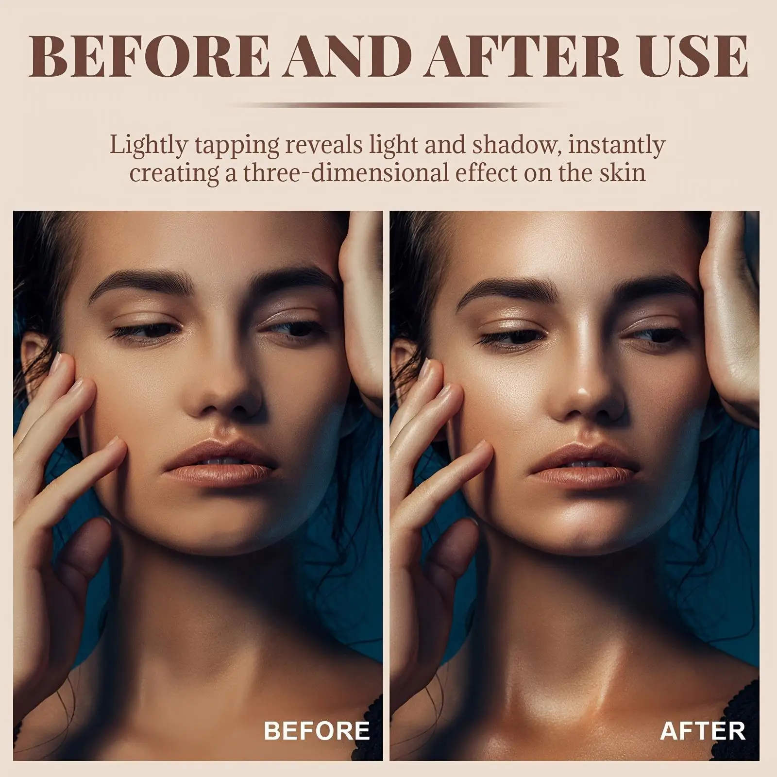 Palette de surligneurs 6 couleurs – Poudre pressée scintillante de ton profondeur pour une lueur complète du visage. Maquillage visage couverture complète avec lumino