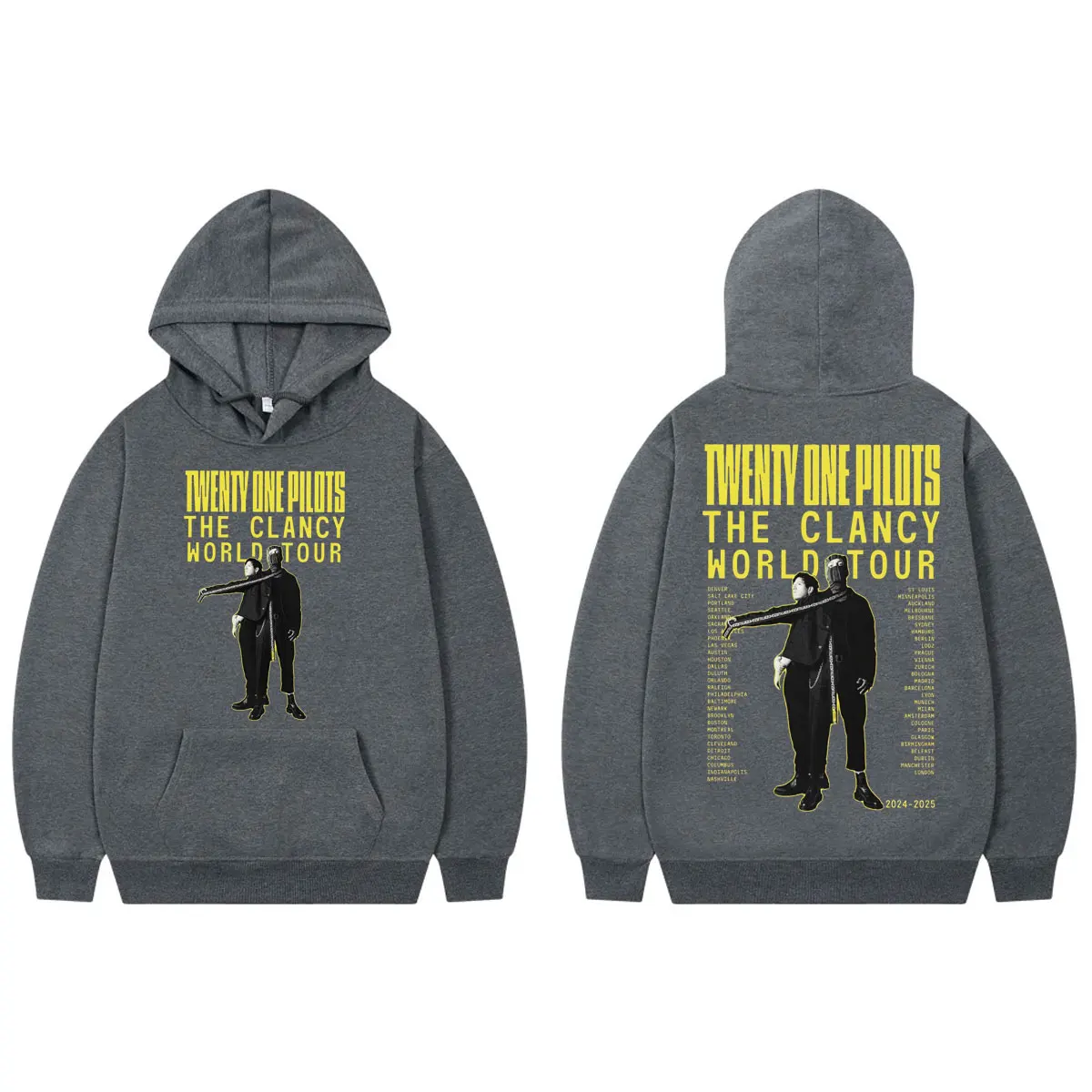 Rock Band Twenty One Pilots Double Sided Graphic Hoodie Clancy World Tour 2024 Sweatshirts Men Women Vintage Fashion Pullovers